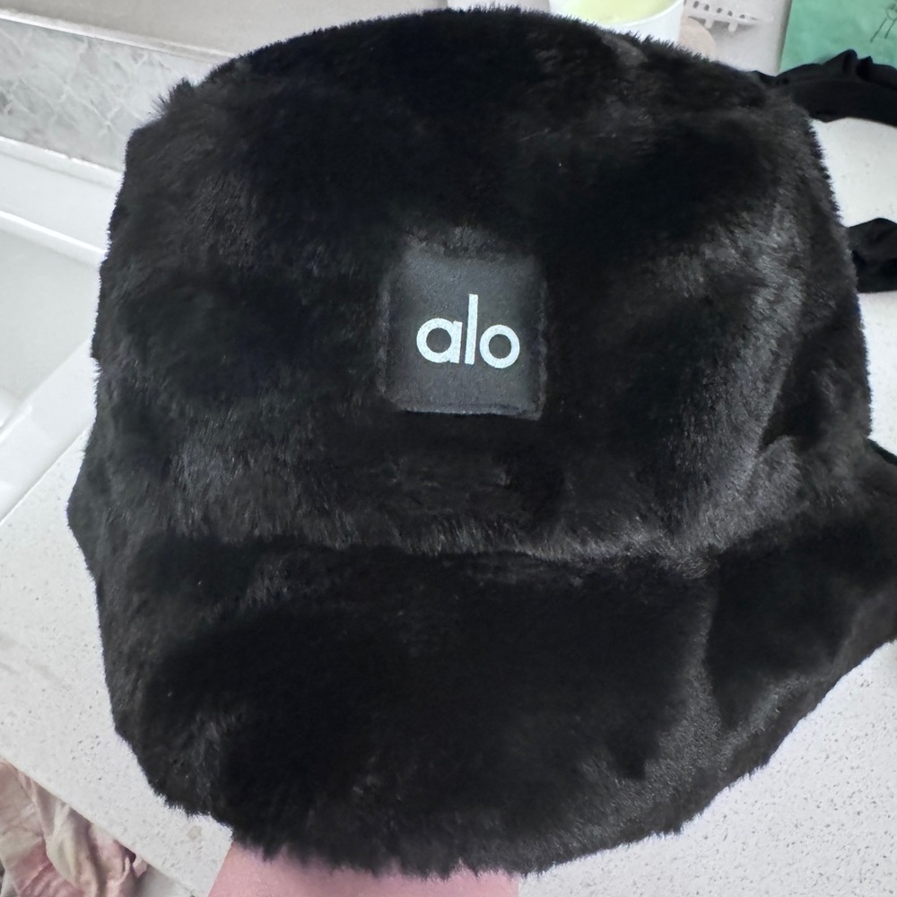 ALO Yoga Faux Fur Black Bucket Hat